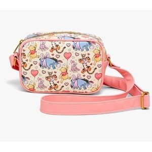 NWT Loungefly‎ Winnie The Pooh & Friends Hearts Valentine's Camera Crossbody Bag